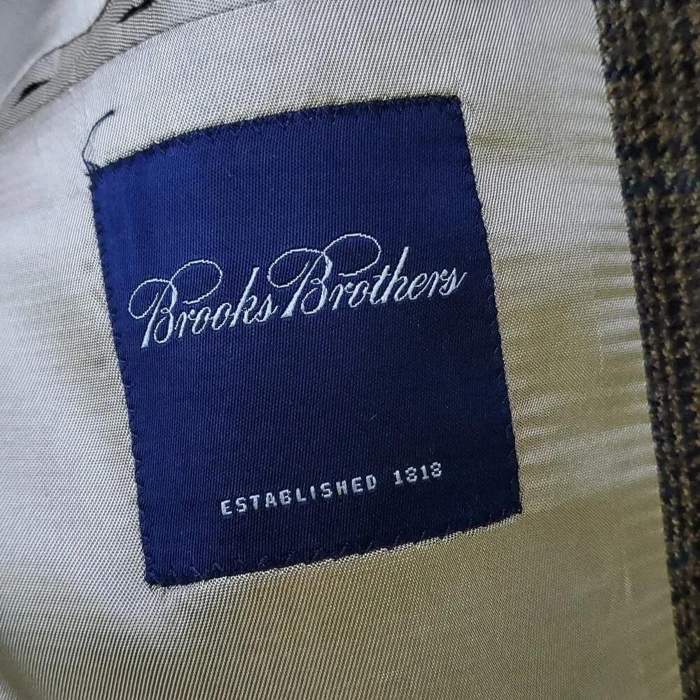 Brooks Brothers Prince of Wales Glen Plaid Wool Cashmere Blazer Sport Jacket 44R